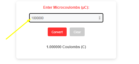 microcoulombs to coulombs conversion